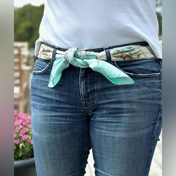 5 for $25 Turquoise Satin Bow Belt Headscarf Bag Twilly Handle Wrap - Picture 1 of 6